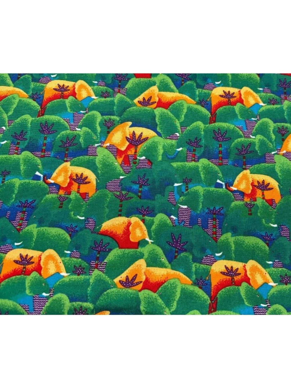 English Collection Cotton Elephant Jungle Print Quilt Fabric 1/2 yard x 42" Colo
